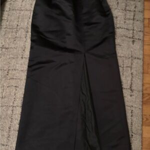 Elegant Black Evening satin maxi skirt vintage 70s